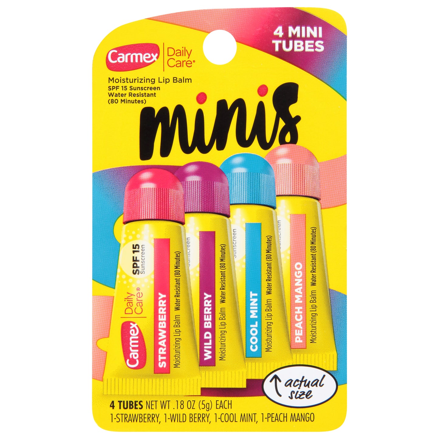 Carmex Daily Care SPF 15 Moisturizing Lip Balm Minis 4 - 0.18 oz Tubes