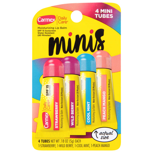Carmex Daily Care SPF 15 Moisturizing Lip Balm Minis 4 - 0.18 oz Tubes