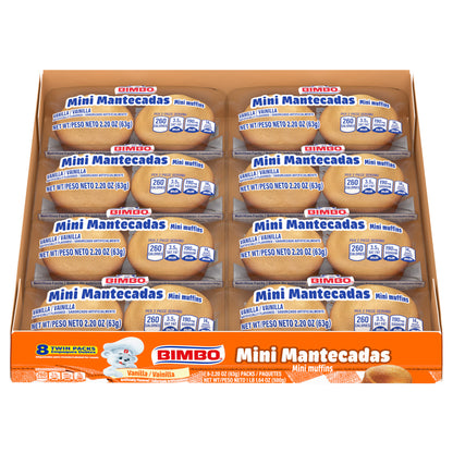 Bimbo Mini Mantecadas Vanilla (Club Pack) Mini Muffins, 8 twin packs, 17.64 oz