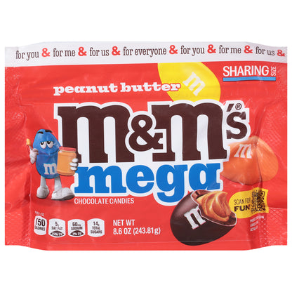 M&M's Peanut Butter Chocolate Candies Mega Sharing Size 8.6 oz