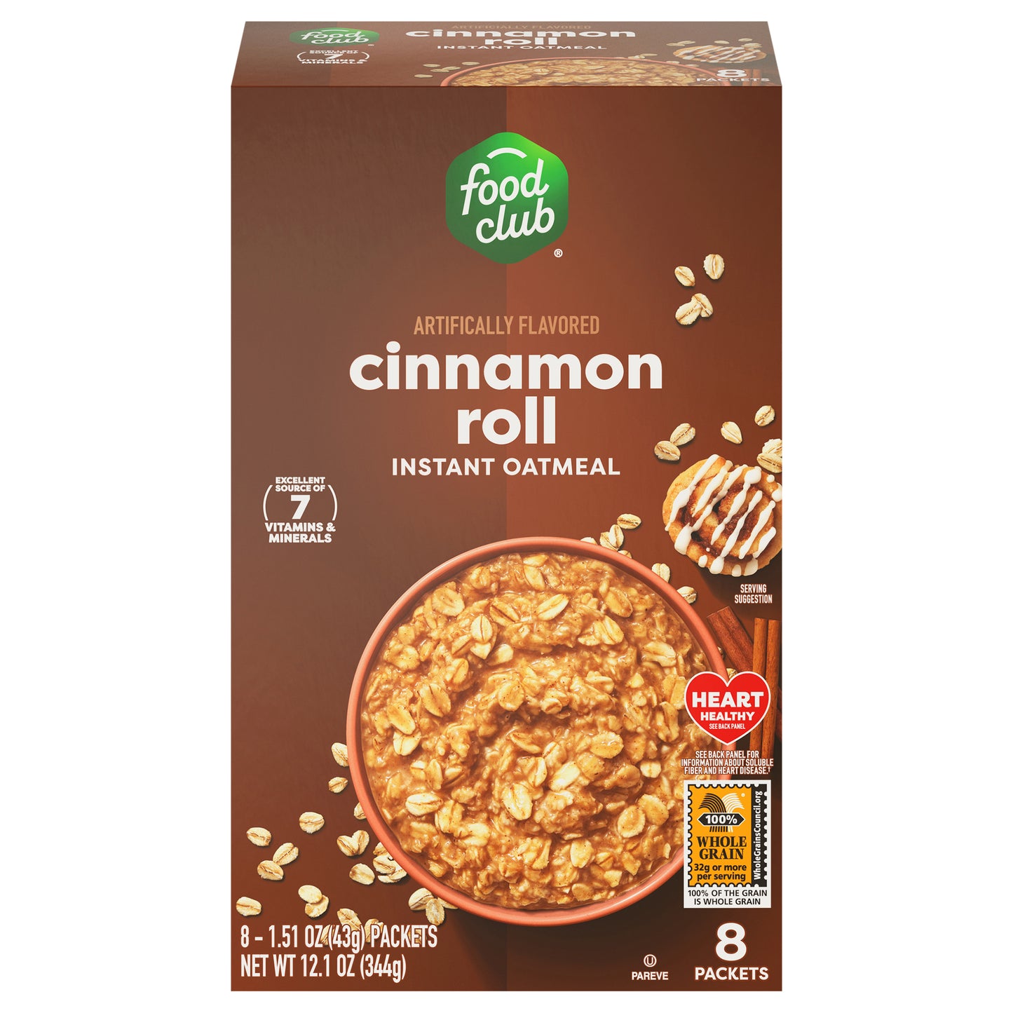 Food Club Cinnamon Roll Instant Oatmeal 8 ea