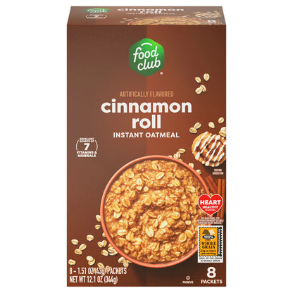 Food Club Cinnamon Roll Instant Oatmeal 8 ea