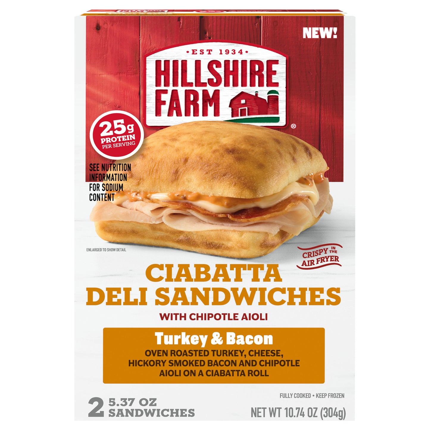 Hillshire Farm Turkey & Bacon Ciabatta Deli Sandwiches, 2 ct