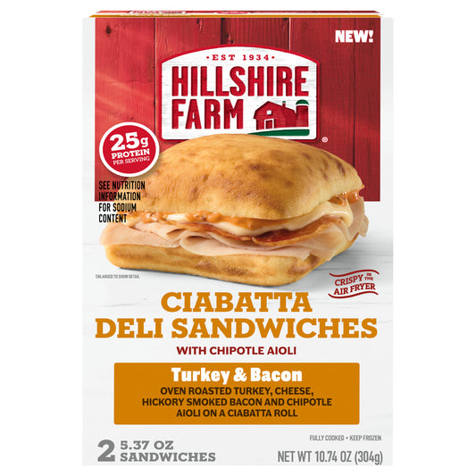 Hillshire Farm Turkey & Bacon Ciabatta Deli Sandwiches, 2 ct