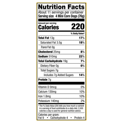 Mini Chicken Corn Dogs 40 Count Bags, 29.3 oz. Box