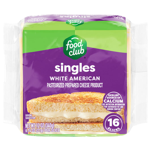 Food Club Singles White American Cheese 16 ea