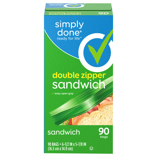 Simply Done Double Zipper Sandwich Bags 90 Bags