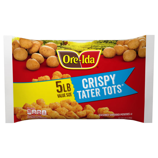 Ore-Ida Golden Tater Tots Seasoned Shredded Frozen Potatoes Value Size, 5 lb Bag