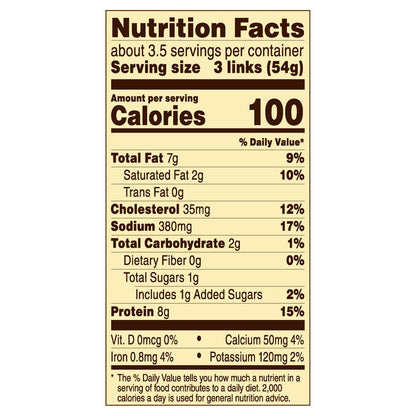 Banquet Brown ‘N Serve Fully Cooked Turkey Sausage Links, Frozen Meat, 10 Count, 6.4 OZ