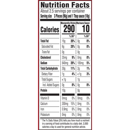TGI Fridays® Mozzarella Sticks with Marinara Sauce 11 oz. Box