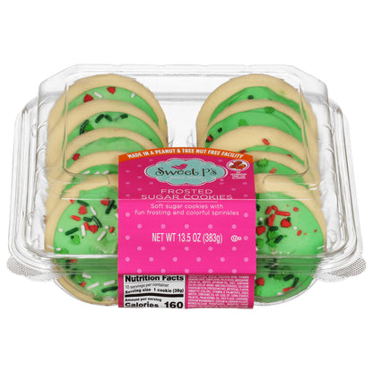 Sweet P's Bake Shop Holiday Green Frosted Sugar Cookies 13.5 oz