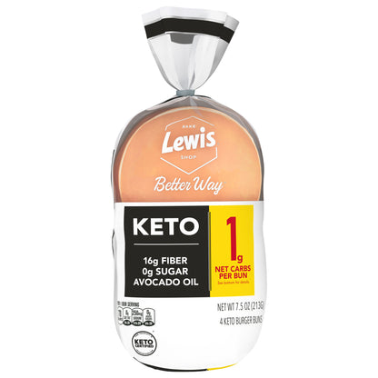 Lewis Bake Shop Better Way White Keto Burger Buns 7.5 oz 4 Count