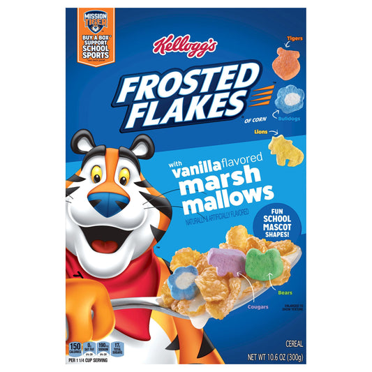 Kellogg's Frosted Flakes Cold Breakfast Cereal Original with Vanilla Flavored Marshmallows, 10.6 oz