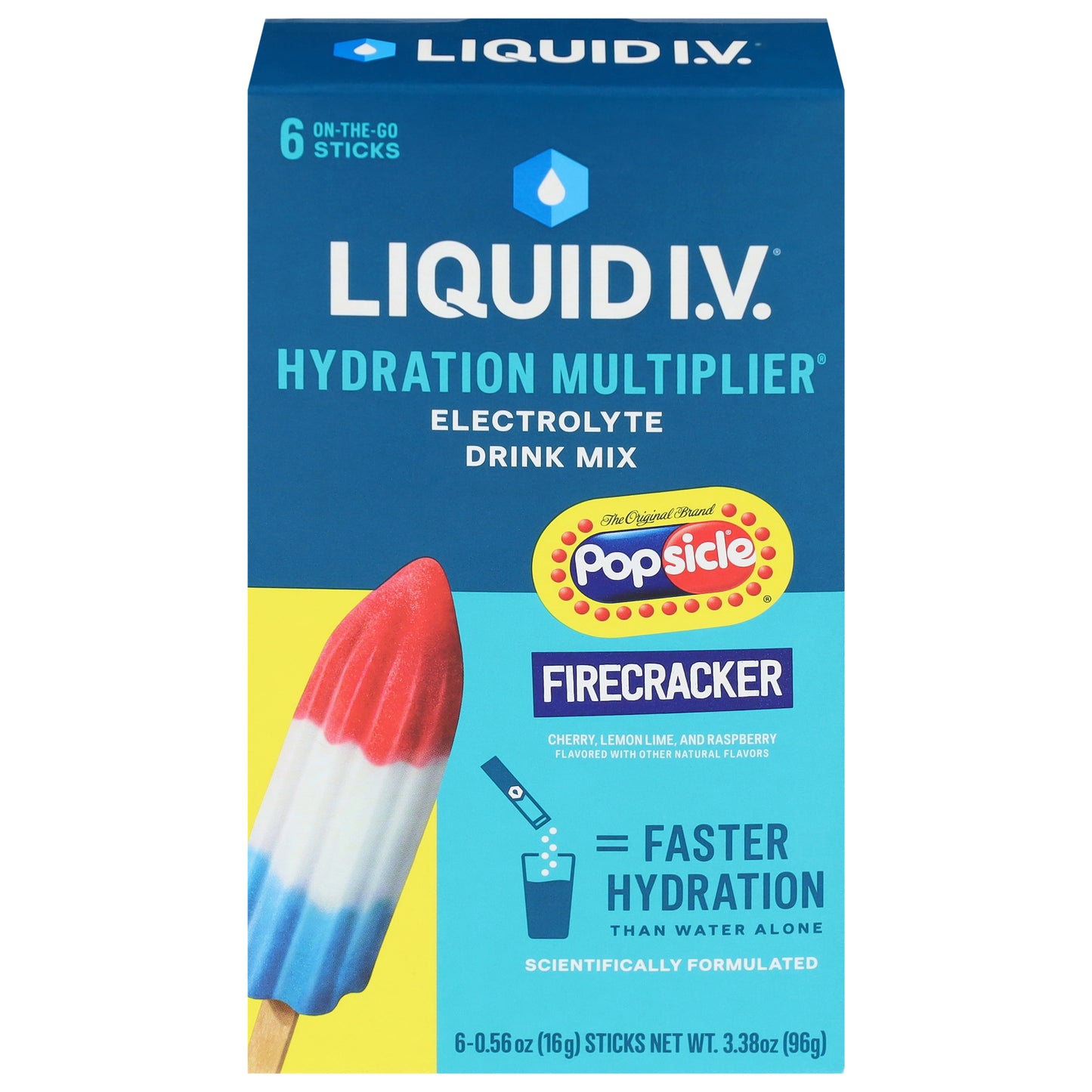 Liquid I.V. Hydration Multiplier Popsicle Firecracker Electrolyte Drink Mix 6 - 0.56 oz Sticks