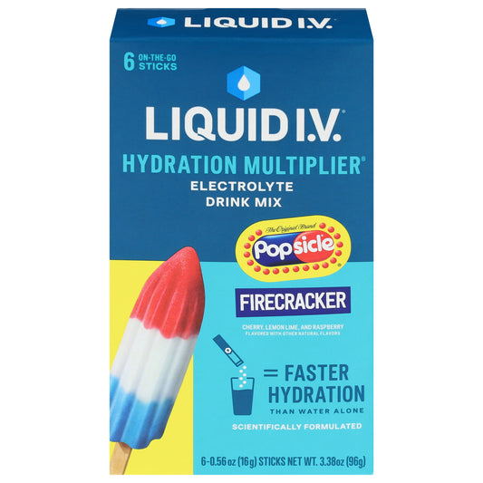 Liquid I.V. Hydration Multiplier Popsicle Firecracker Electrolyte Drink Mix 6 - 0.56 oz Sticks