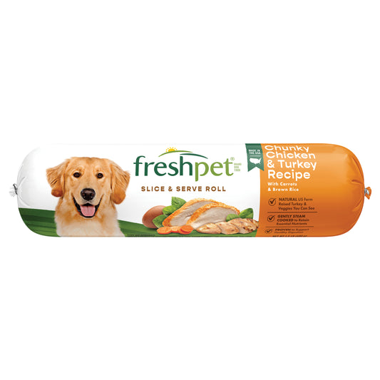 Freshpet Slice & Serve Roll Chunky Chicken & Turkey Recipe Dog Food 1.5 lb