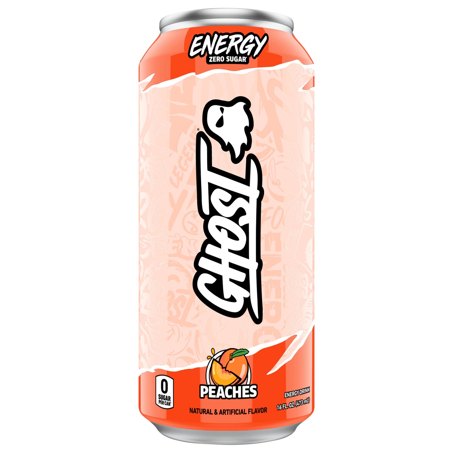 Ghost Zero Sugar Energy Drink, Peaches, 16 fl oz can