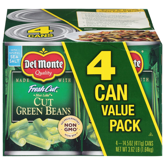 Del Monte Fresh Cut Value Pack Cut Green Beans 4 - 14.5 oz Cans