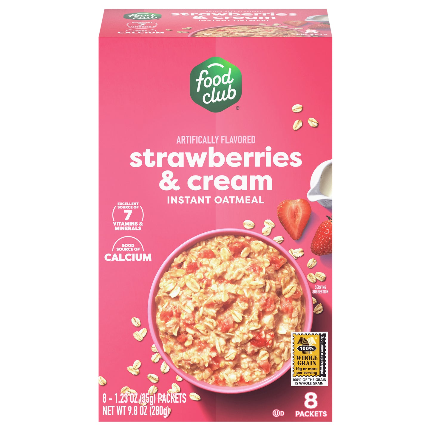 Food Club Strawberries & Cream Instant Oatmeal 8 ea