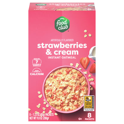 Food Club Strawberries & Cream Instant Oatmeal 8 ea
