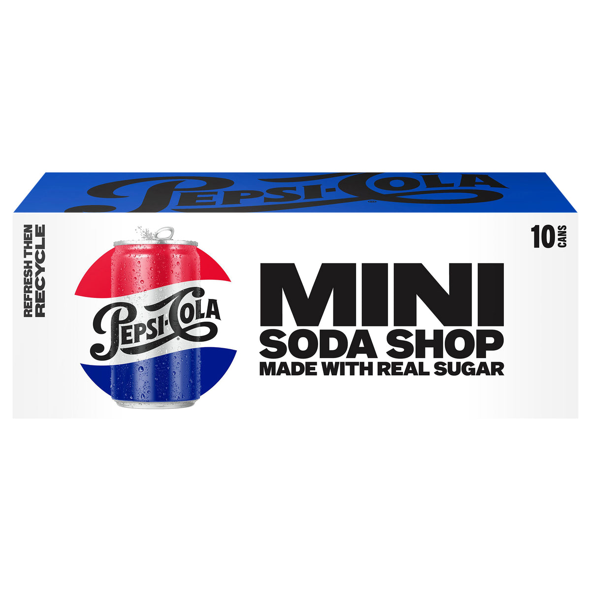 Pepsi Mini Real Sugar Soda Cola 7.5 Fl Oz 10 Count