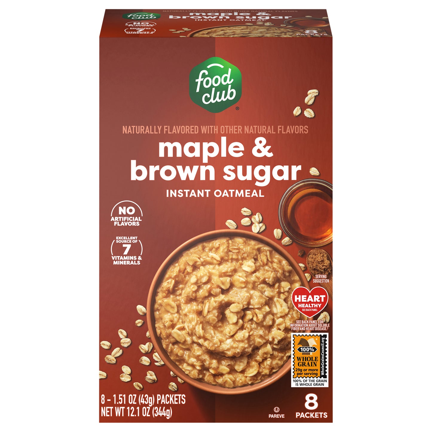 Food Club Maple & Brown Sugar Instant Oatmeal 8 ea