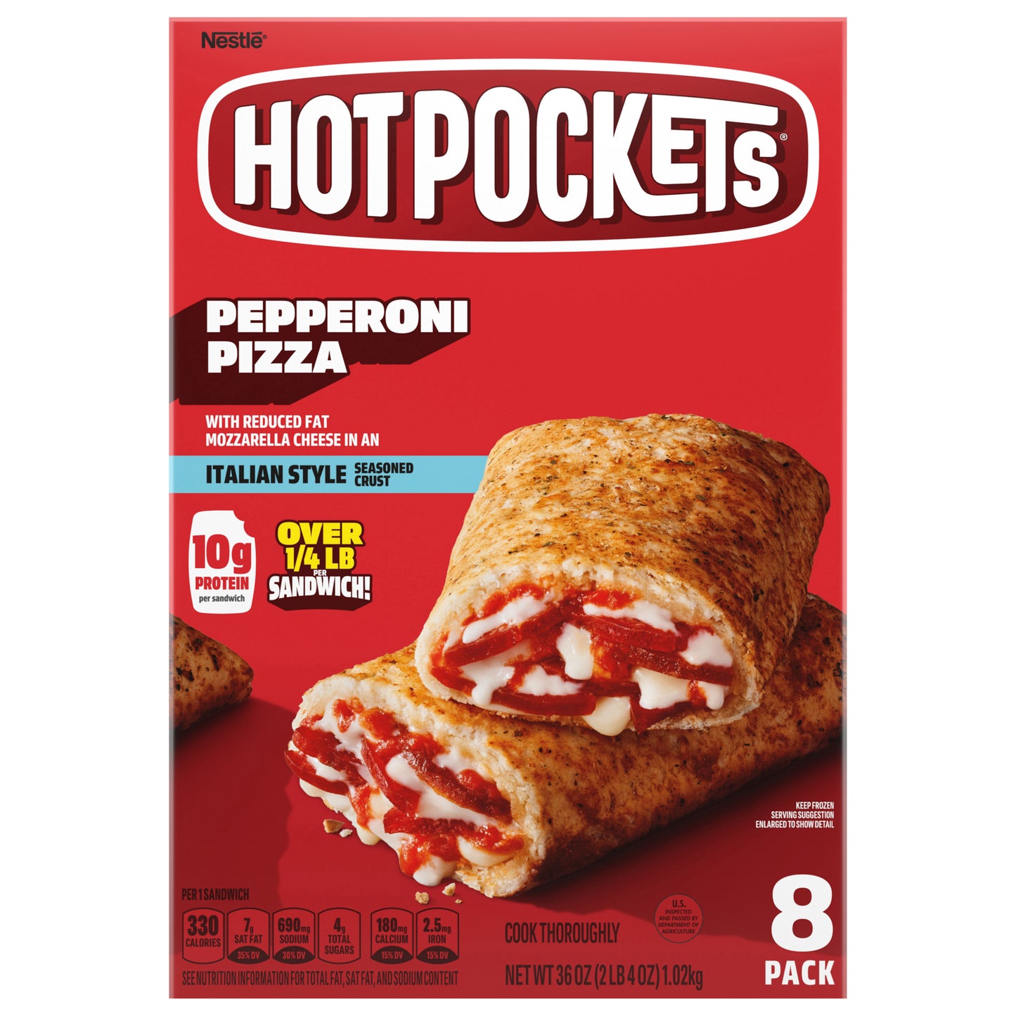 Hot Pockets Pepperoni Pizza Frozen Snacks in a Garlic Buttery Crust, Pizza Snacks Made with Mozzarella Cheese, Frozen Sandwiches