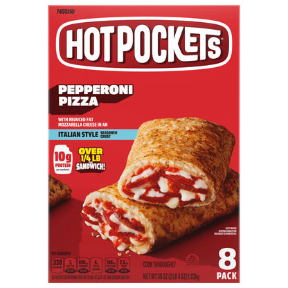 Hot Pockets Pepperoni Pizza Frozen Snacks in a Garlic Buttery Crust, Pizza Snacks Made with Mozzarella Cheese, Frozen Sandwiches