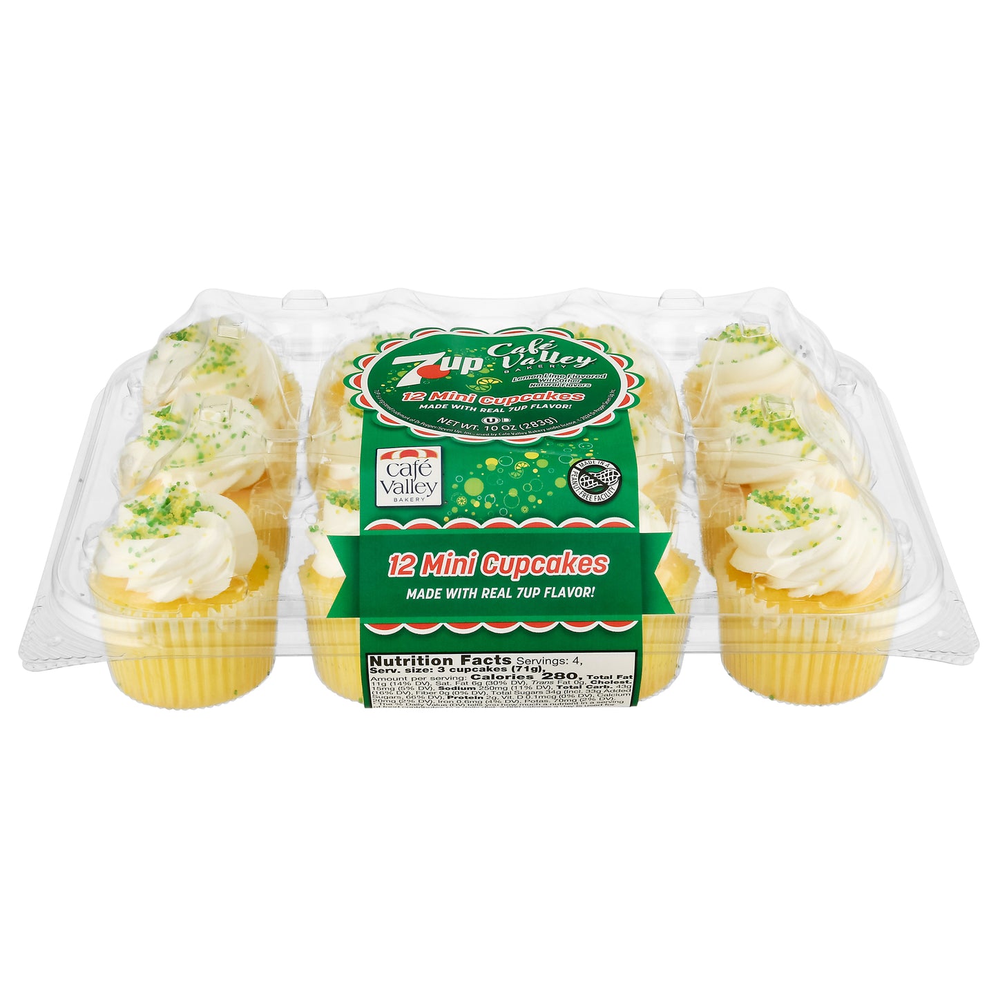 Cafe Valley Bakery Mini 7 Up Lemon Lime Flavored Cupcakes 12 ea