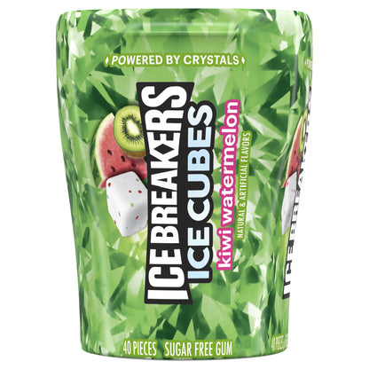 ICE BREAKERS Ice Cubes Kiwi Watermelon Sugar Free Chewing Gum Bottle, 3.24 oz (40 Pieces)