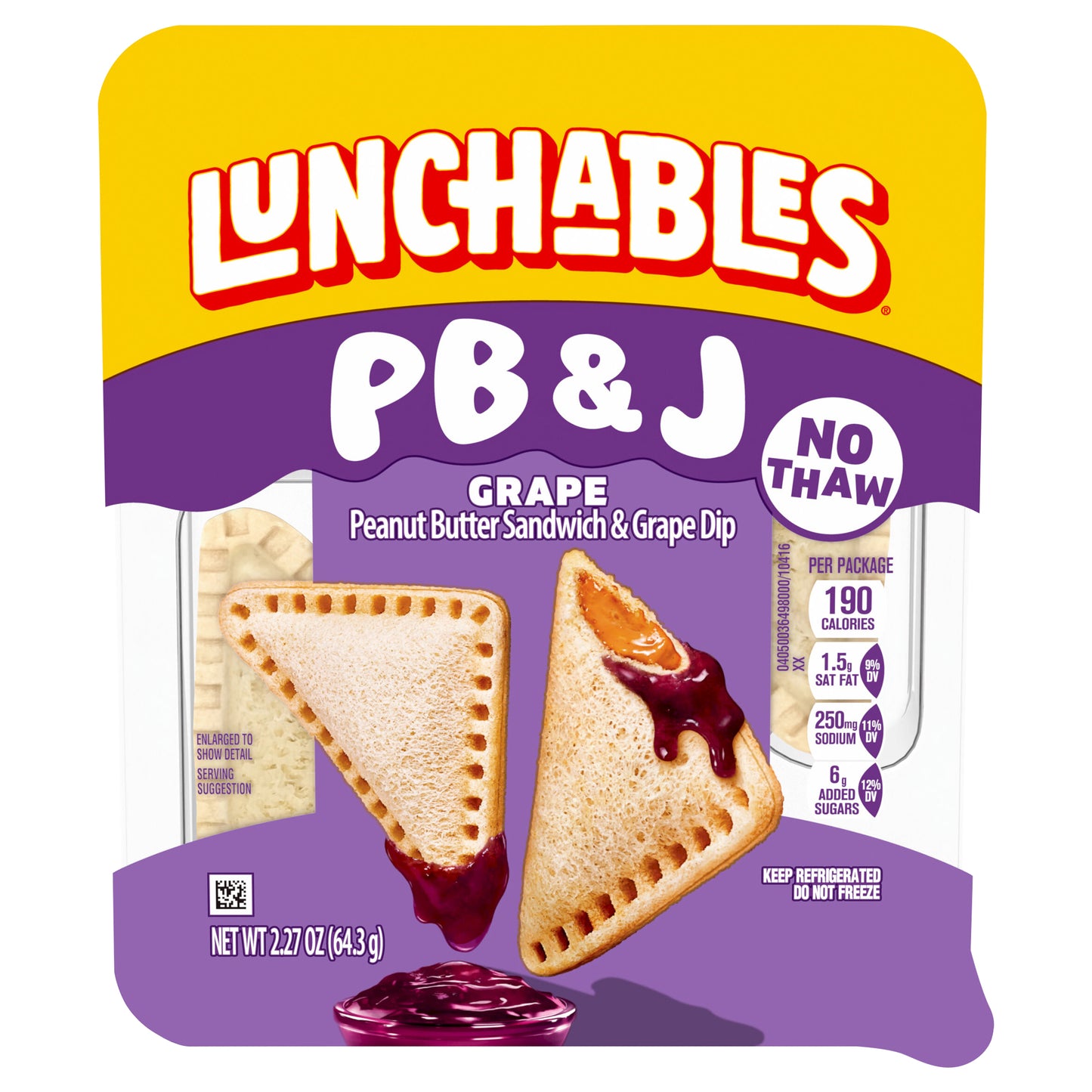 Lunchables PB&J Peanut Butter Sandwich & Grape Dip, 2.27 oz Pack