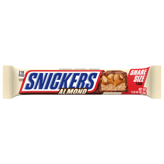 SNICKERS Almond Candy Milk Chocolate Bar, Share Size, 3.23 oz