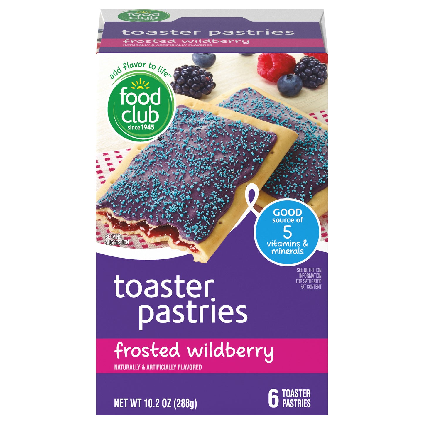 Food Club Frosted Wildberry Toaster Pastries 6 ea