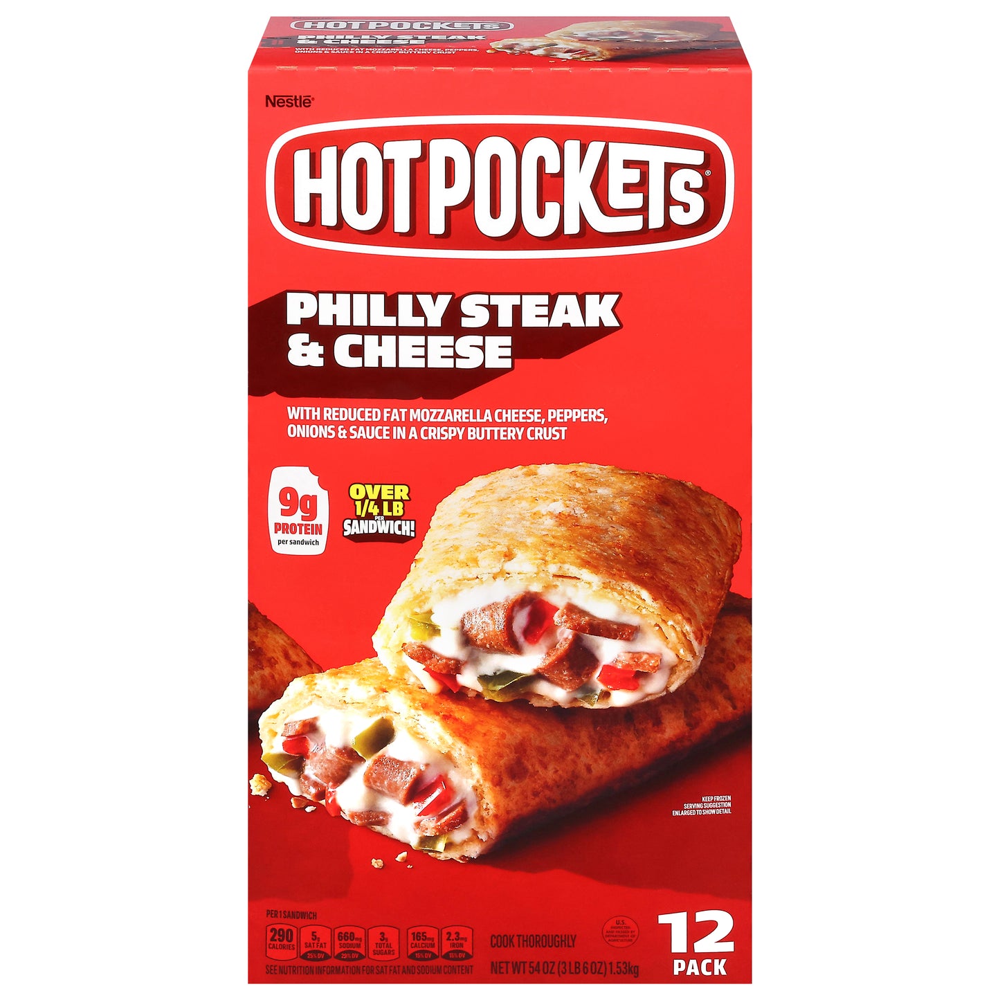 Hot Pockets Philly Steak & Cheese Sandwich 12 Each
