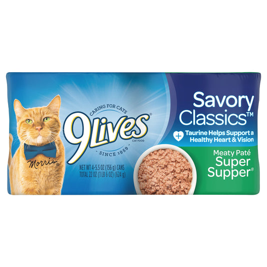 9Lives Meaty Paté Super Supper Wet Cat Food, 22-Ounce, Pack of 4