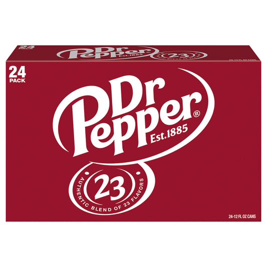 Dr Pepper Soda, 12 fl oz cans, 24 pack
