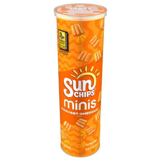 SunChips Minis Whole Grain Snacks Harvest Cheddar Flavored 3 3/4 Oz
