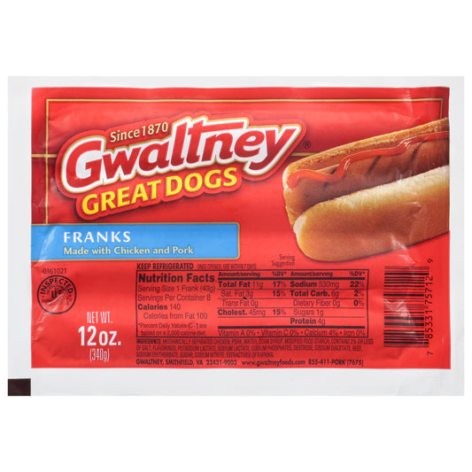 Gwaltney Great Dogs Franks 12 oz