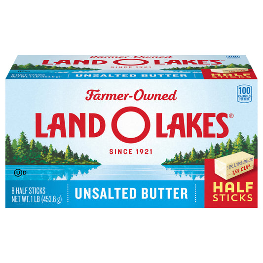 Land O Lakes Unsalted Butter in Half Sticks, 8 half sticks, 1 lb pack