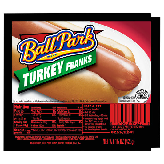 Ball Park Turkey Hot Dogs, 8 Count