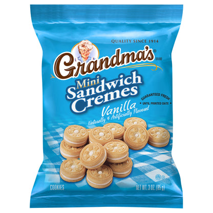 Grandma's Mini Sandwich Cremes Cookies Vanilla Naturally & Artificially Flavored 3 Oz