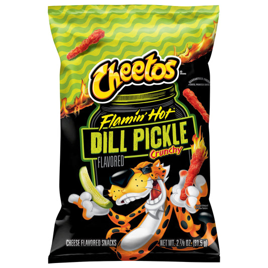 Cheetos Crunchy Cheese Flavored Snacks Flamin' Hot Dill Pickle 2 7/8 Oz