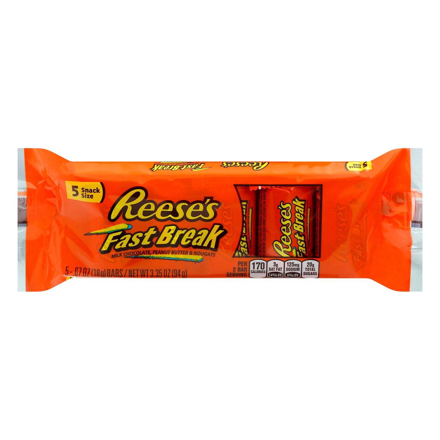 Reese's Fast Break Snack Size Milk Chocolate, Peanut Butter & Nougats Bars 5 ea