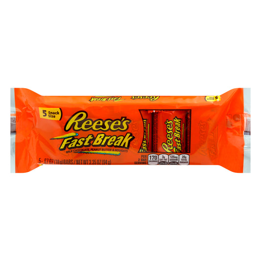 Reese's Fast Break Snack Size Milk Chocolate, Peanut Butter & Nougats Bars 5 ea