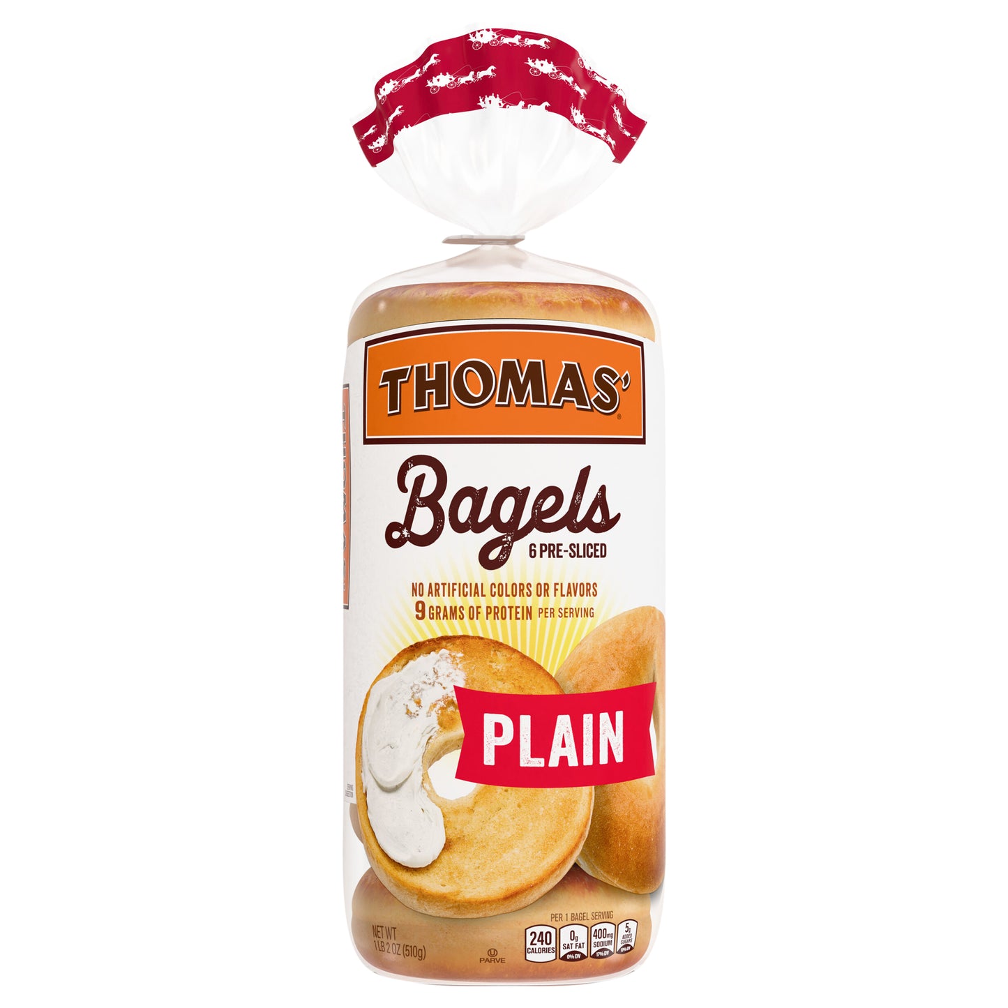 Thomas' Plain Bagels, 6 count, 18 oz