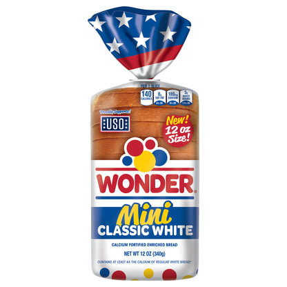 Wonder Bread Mini Classic White Bread, Sliced White Sandwich Bread, Mini Loaf Size, 12 oz Loaf