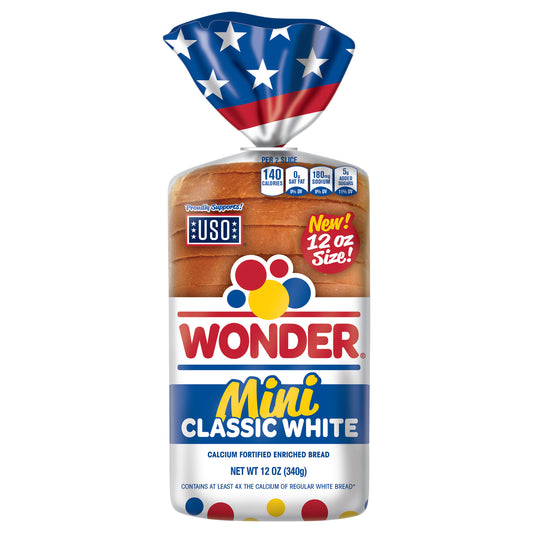 Wonder Bread Mini Classic White Bread, Sliced White Sandwich Bread, Mini Loaf Size, 12 oz Loaf