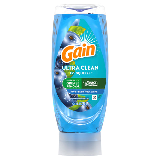 Gain EZ-Squeeze Dishwashing Liquid Dish Soap, Honeyberry Hula Scent, 14.7 fl oz