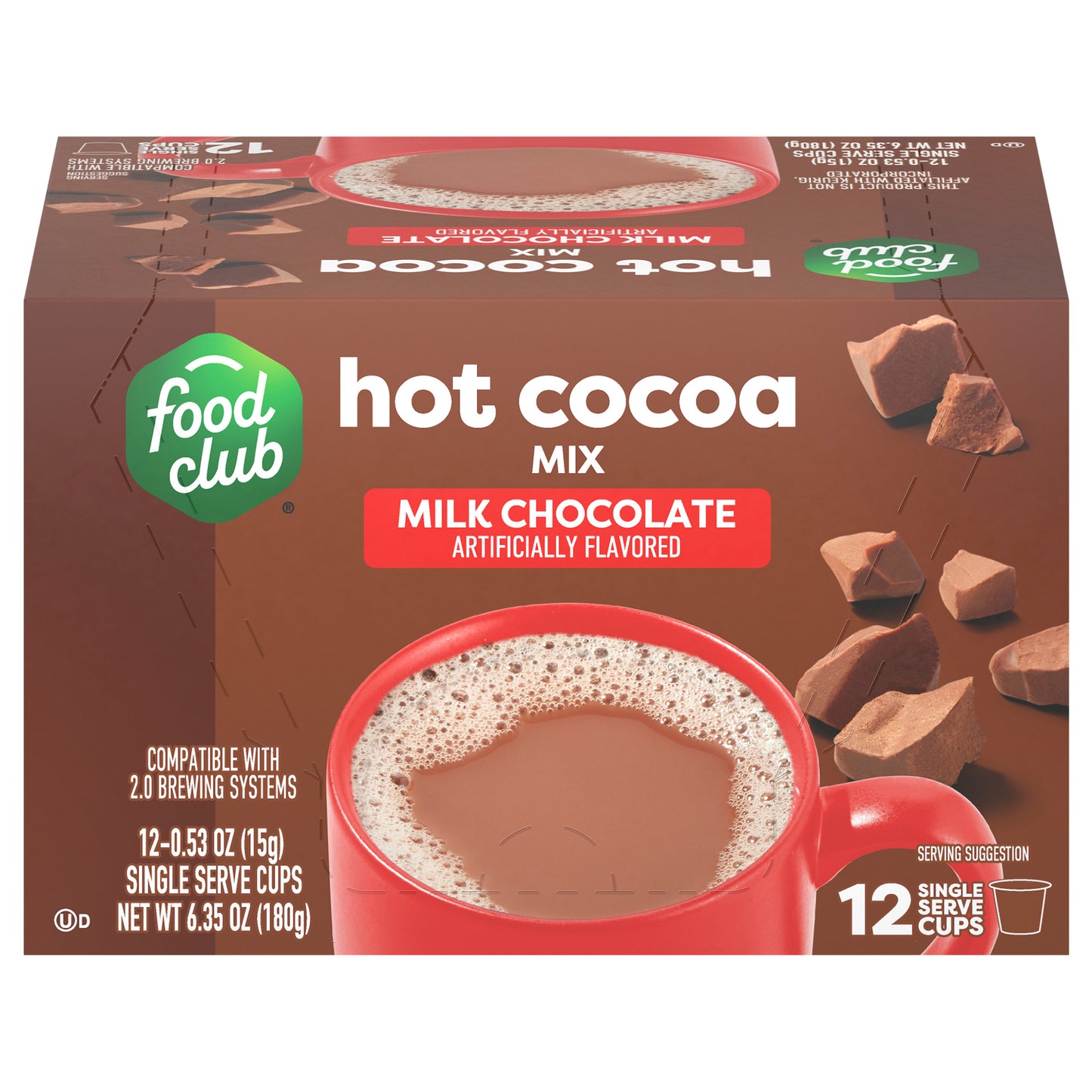 Food Club Single Serve Cups Milk Chocolate Hot Cocoa Mix 12 ea