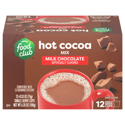 Food Club Single Serve Cups Milk Chocolate Hot Cocoa Mix 12 ea